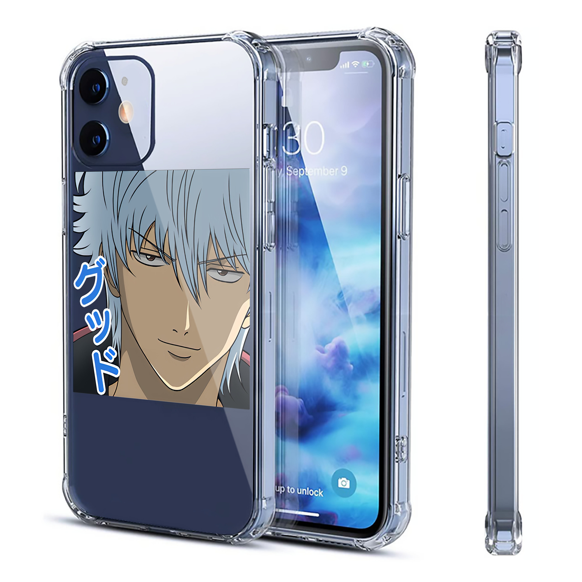 （画像用） ぎんたま 坂田銀時（さかたぎんとき） 神楽 志村新八（しむら しんぱち） GINTAMA Sakata Gintoki Kagura Shimura Shinpachi 【iPhone 12シリーズ対応】透明スマホケース（クリアソフトケース）
